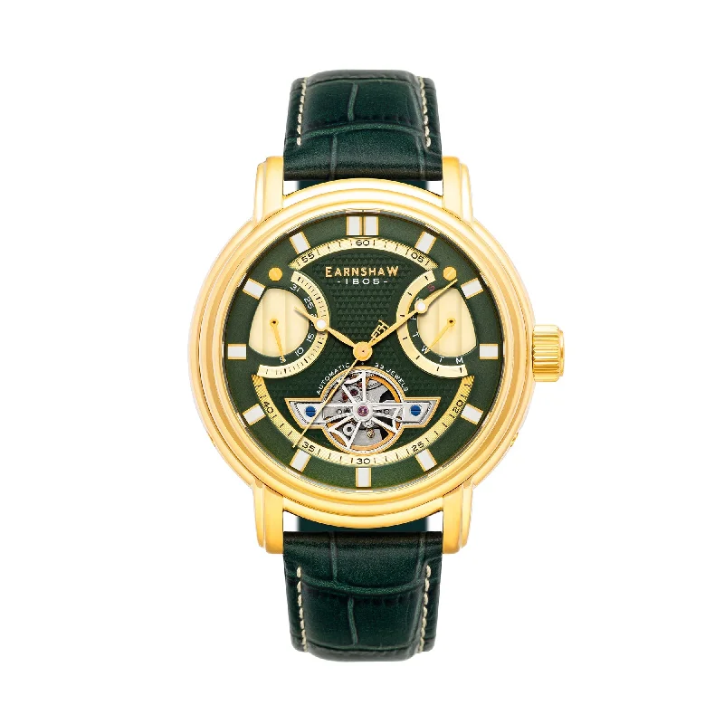 affordable watches with modern designs for women -Earnshaw ES-8184-04 Retrograde Open Heart 33 Jewels Automatic