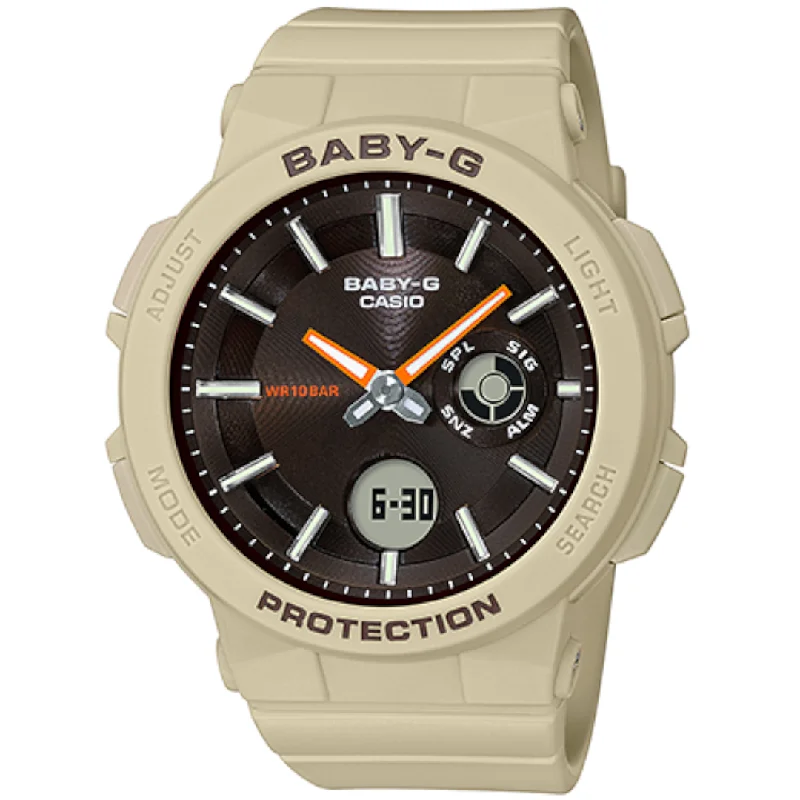 luxury watches for men with silver finish -Casio - BGA-255-5ADR