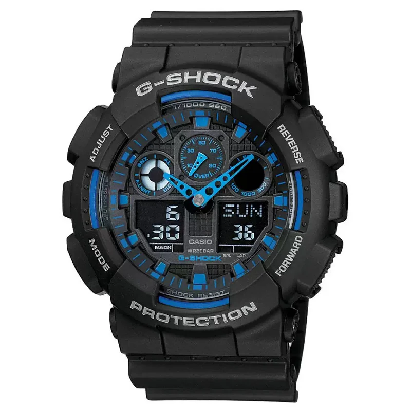 sport watches for women with advanced activity tracker -Casio G-Shock Black & Blue Dial Men 51.2mm