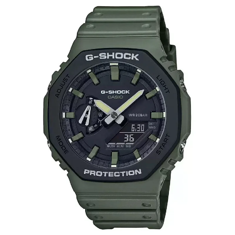 classic men’s watches with leather and metal combination -Casio G-Shock Black Dial Men 45.4mm