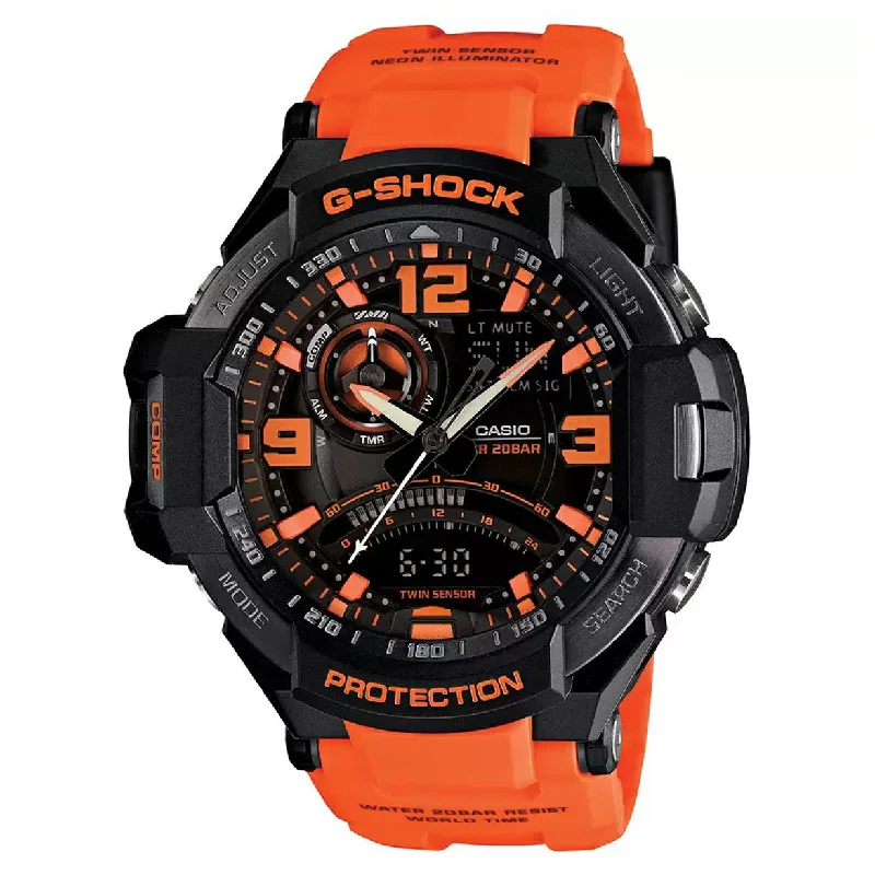 men’s watches with digital and analog functions -Casio G-Shock Black & Orange Dial Men 52.1mm