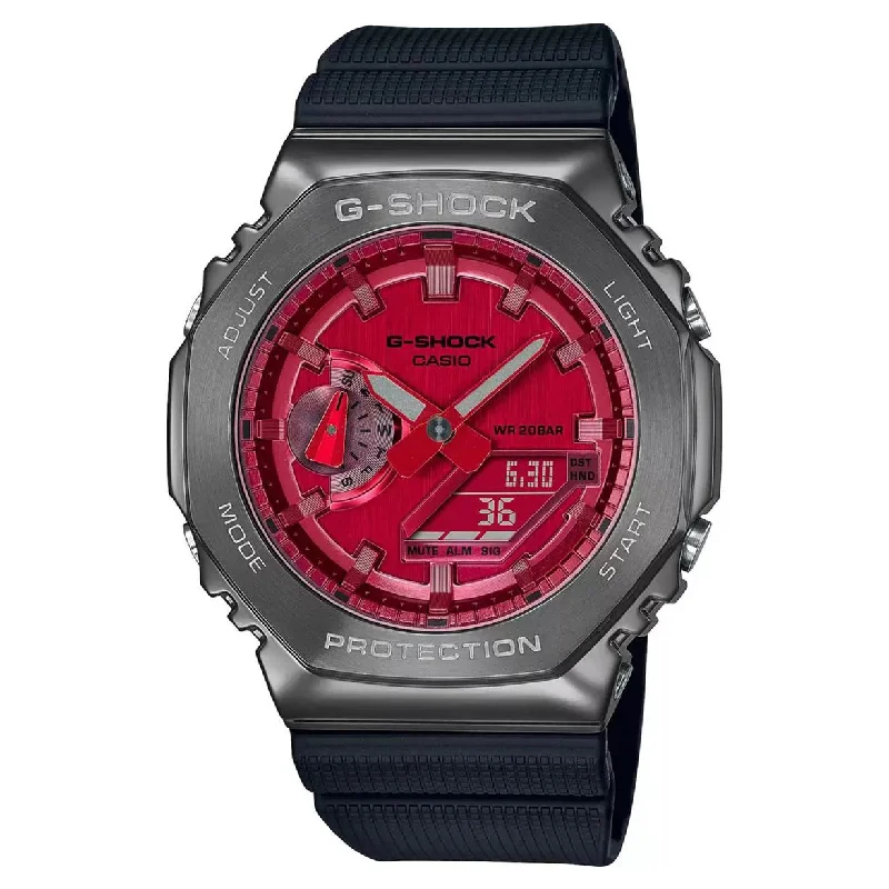 watches for men with stainless steel bands -Casio G-Shock Red Dial Men 44.4mm