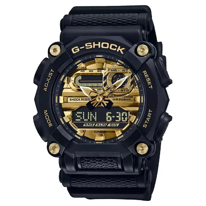 outdoor watches with built-in altimeter and compass -Casio G-Shock Yellow Gold Dial Men 49.5mm