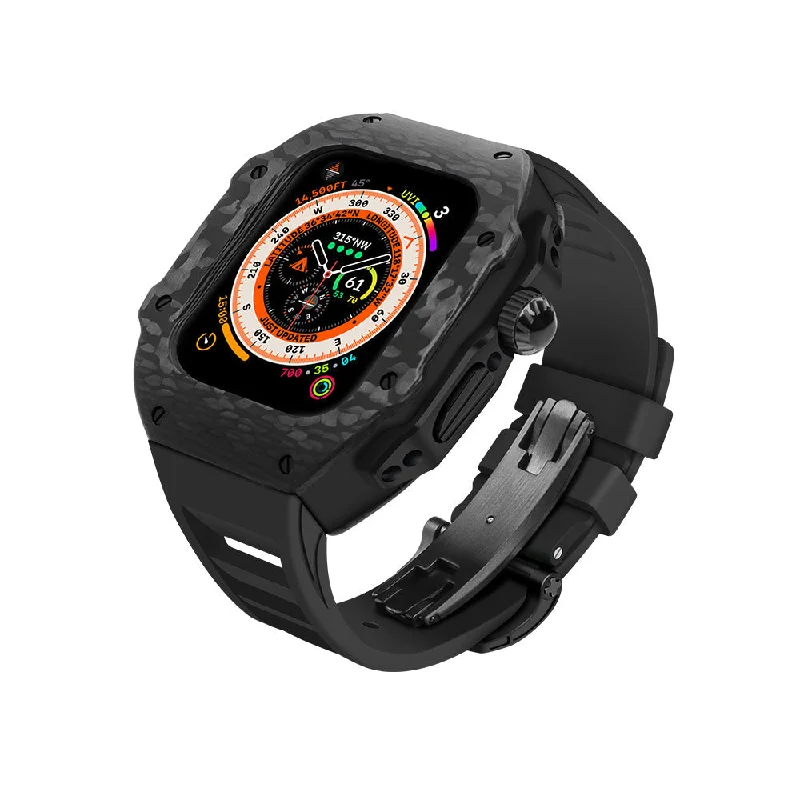 watches with date and time features for men -Apple watch carbon fiber case 44/45mm - black case with black strap