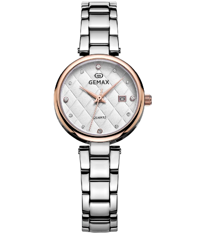 stylish watches for women with leather bands -Gemax - 52197-CPR-DW