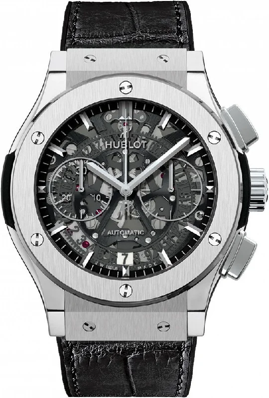 women’s watches with classic elegance and metal bands -Hublot Classic Fusion Aerofusion Titanium Skeleton Dial Men 45mm