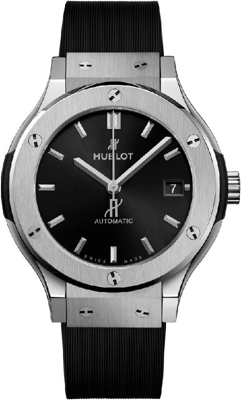 watches for men with stylish silicone straps -Hublot Classic Fusion Titanium Black Dial Men 38mm