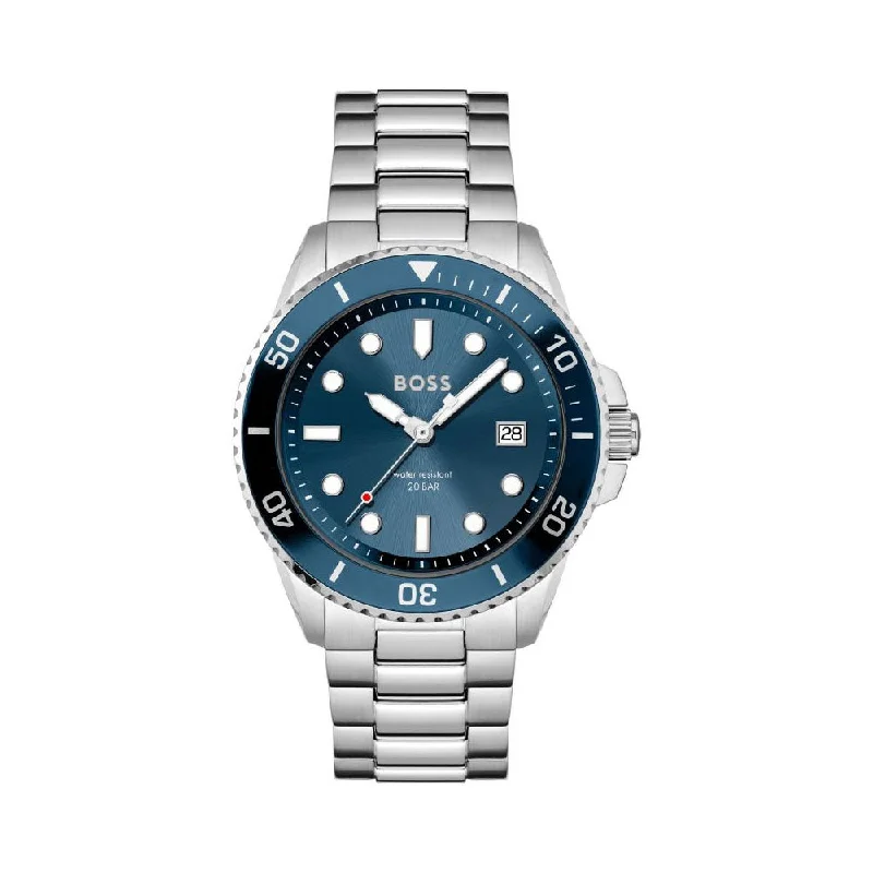 watches with date and time features for men -Hugo Boss Men Ace Round Blue Watches 1513916