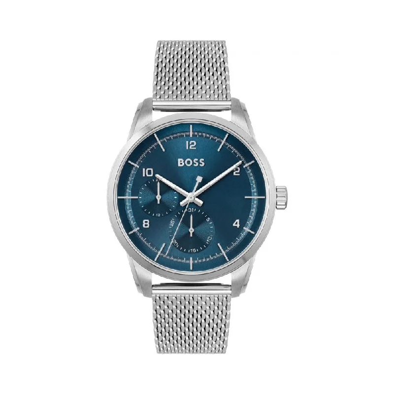 watches for women with sophisticated metal straps -Hugo Boss Men Sophio Round Blue Watches 1513942