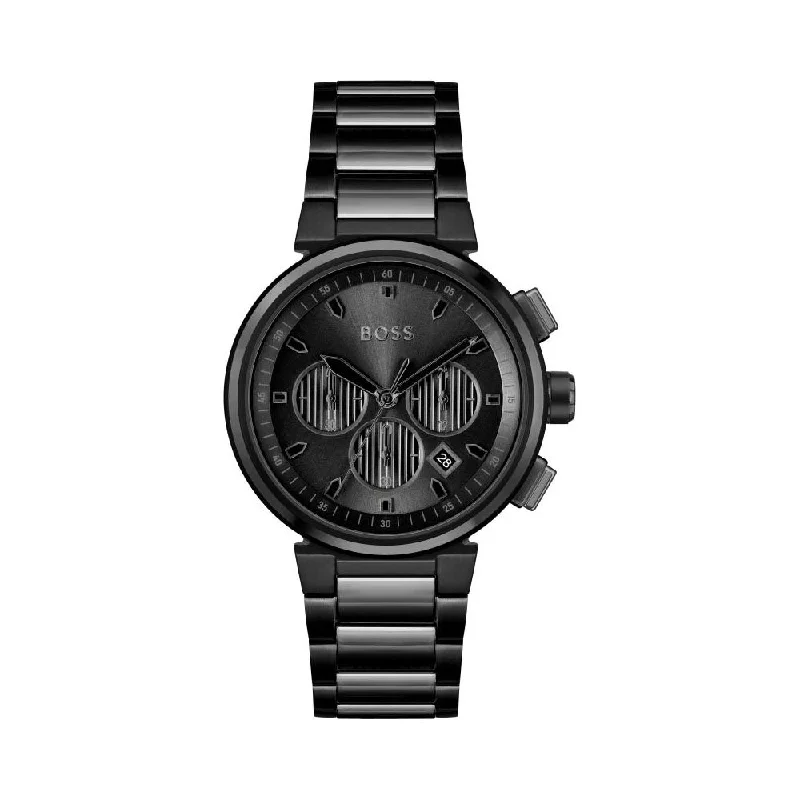 women’s watches with sparkling crystal details -HUGO BOSS Mens One Black Dial Watch 1514001