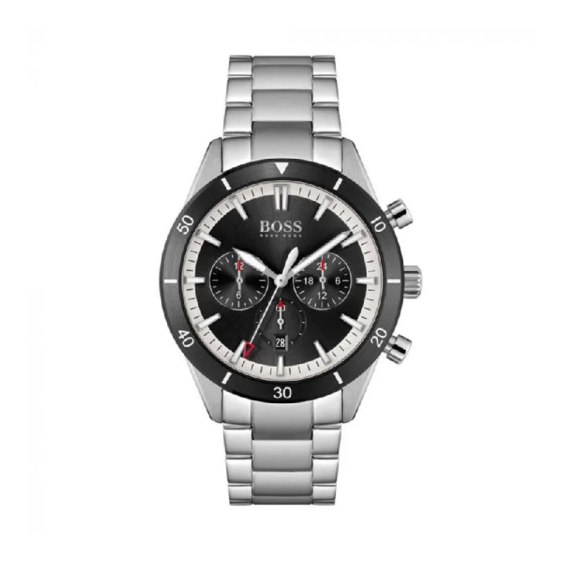 premium watches with sapphire glass -Hugo Boss Santiago Analog Black Dial Men's Watch-1513862