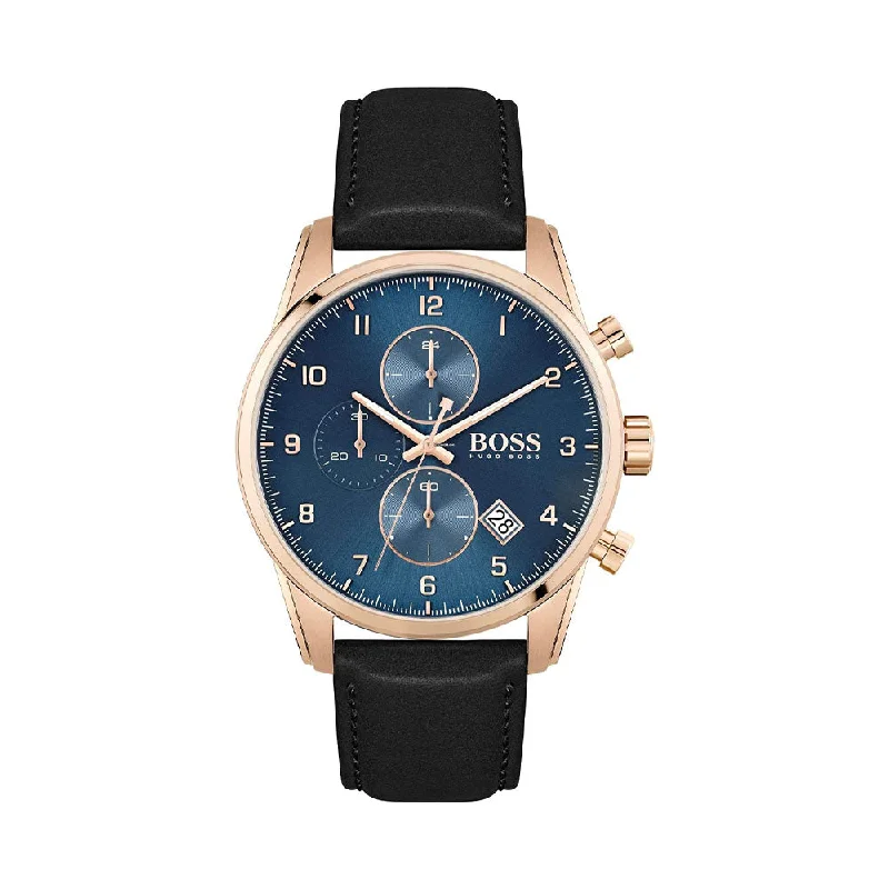 women’s watches with vintage charm and leather strap -Hugo Boss Skymaster Chronograph | Date Analog Blue Dial Men's Watch -1513783