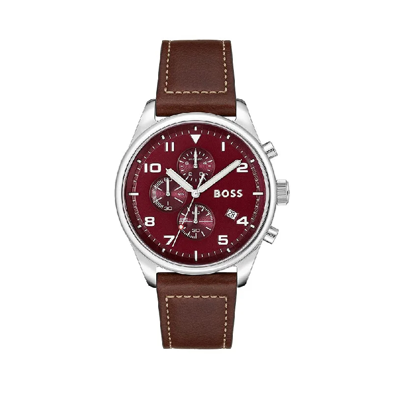 premium men’s watches with moon phase feature -HUGO Boss View Analog Red Dial Men's Watch-1513988