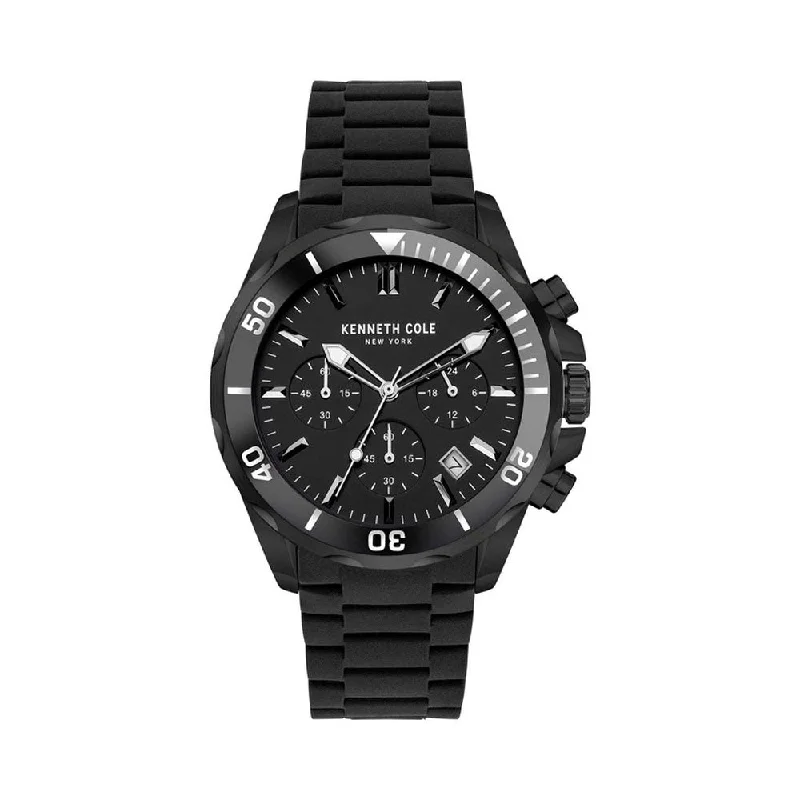 casual watches for women with unique metal bands -Kenneth Cole Analog Black Dial Men's Watch-KCWGO2105002MN