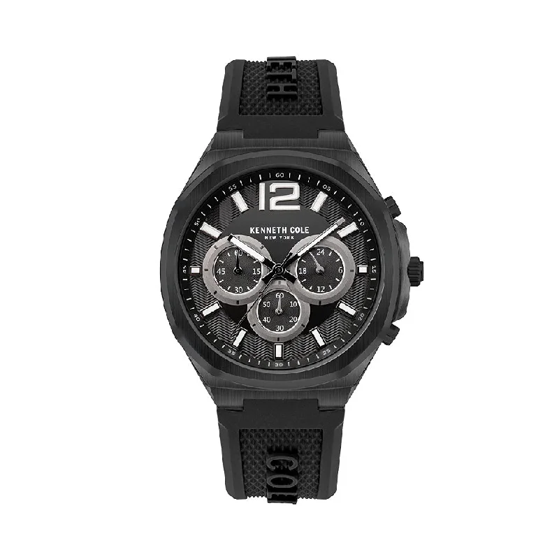 vintage-inspired watches with leather straps for men -Kenneth Cole Analog Black Dial Men's Watch-NDKCGO2104904