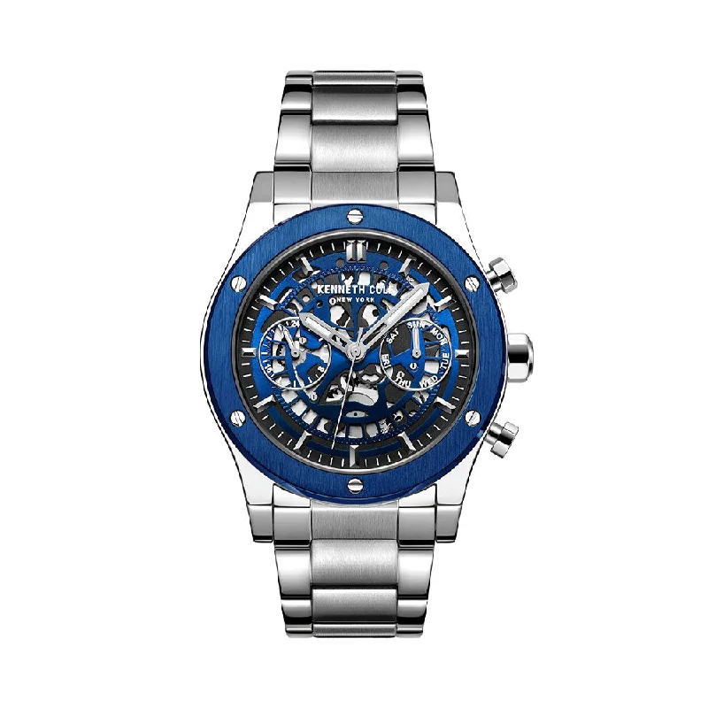 luxury watches for men with rose gold accents -Kenneth Cole Analog Blue Dial Men's Watch-KC51118001MN