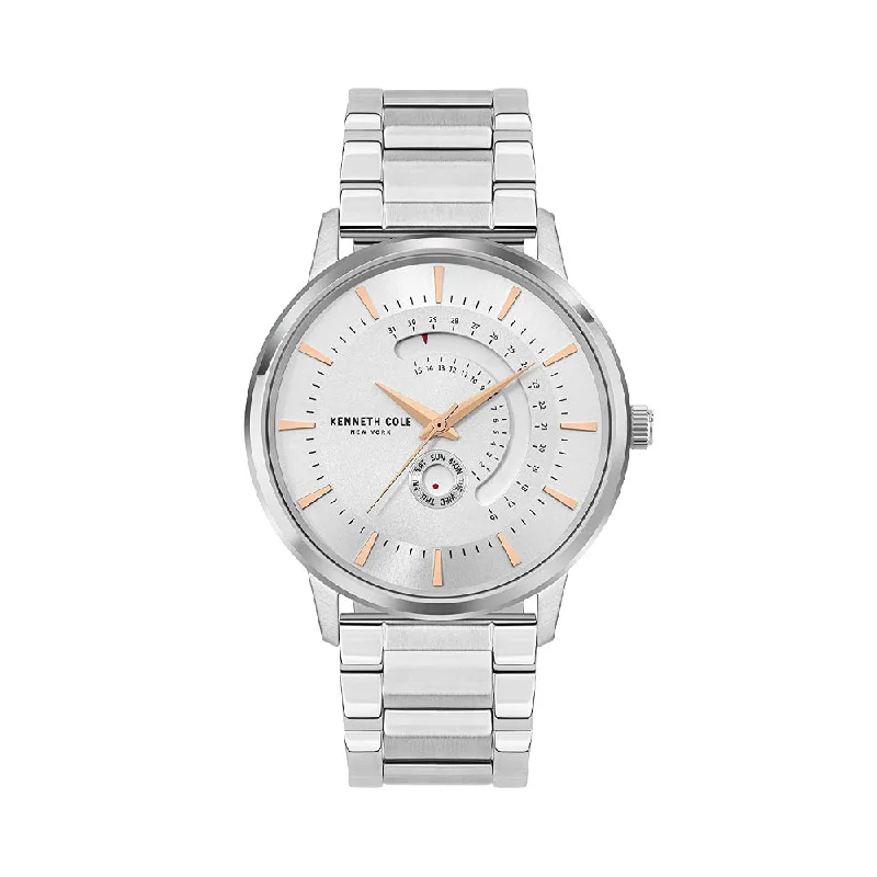 watches for men with durable stainless steel bands -Kenneth Cole Analog White Dial Men's Watch-KCWGH2104501MN