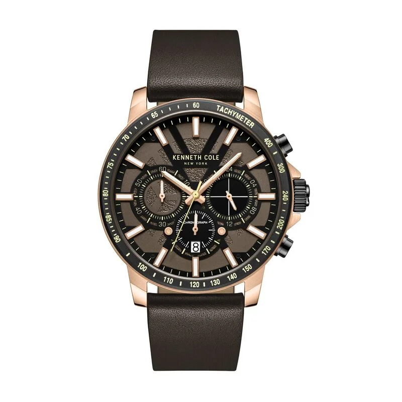 waterproof watches with long battery life for men -Kenneth Cole Black Dial Quartz Multifunction Watch For Men