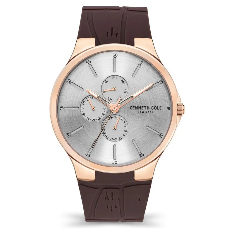 luxury watches with unique case designs for men -Kenneth Cole Grey Dial Silicone Strap Watch For Men